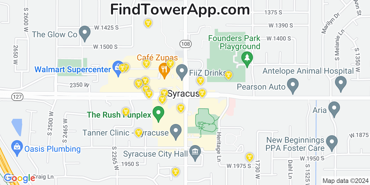 AT&T 4G/5G cell tower coverage map Syracuse, Utah