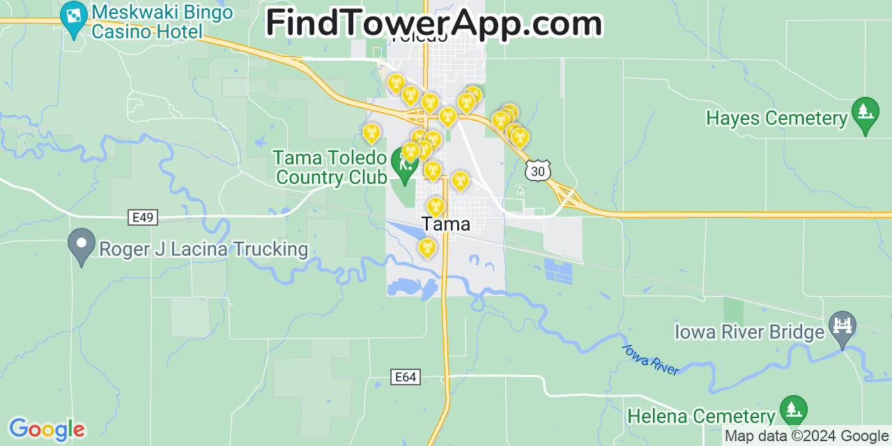 T-Mobile 4G/5G cell tower coverage map Tama, Iowa