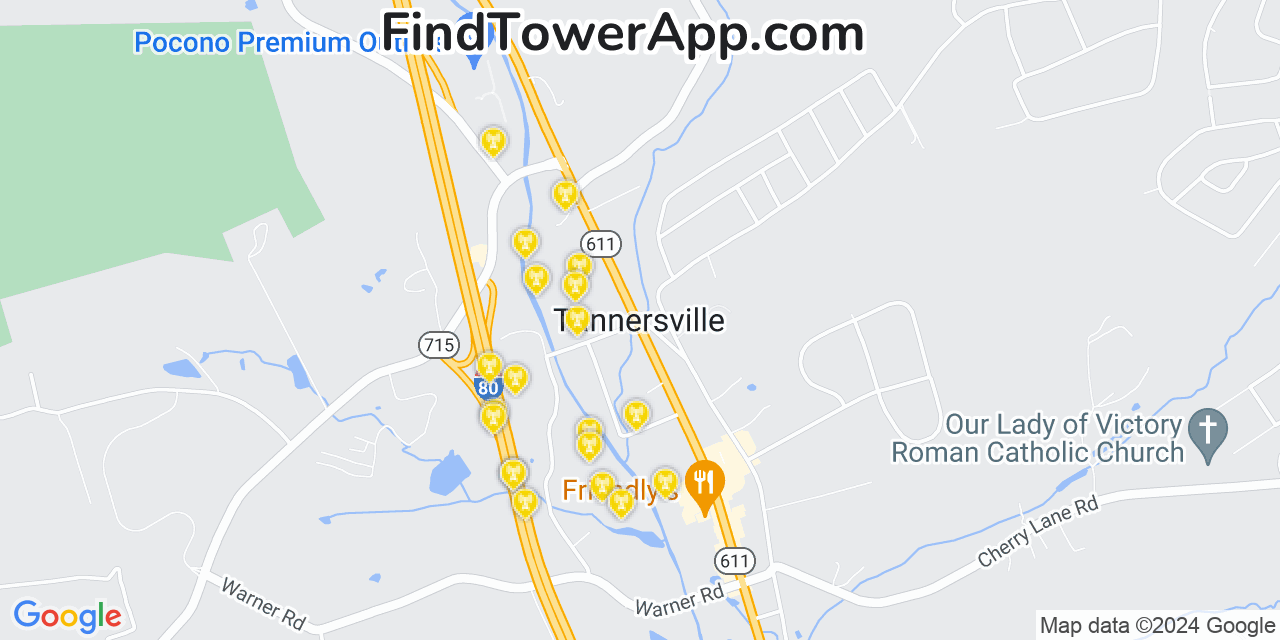 AT&T 4G/5G cell tower coverage map Tannersville, Pennsylvania