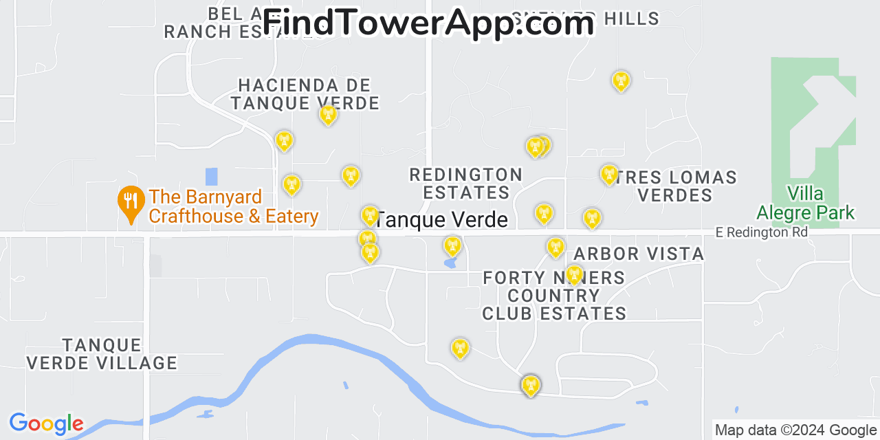 AT&T 4G/5G cell tower coverage map Tanque Verde, Arizona