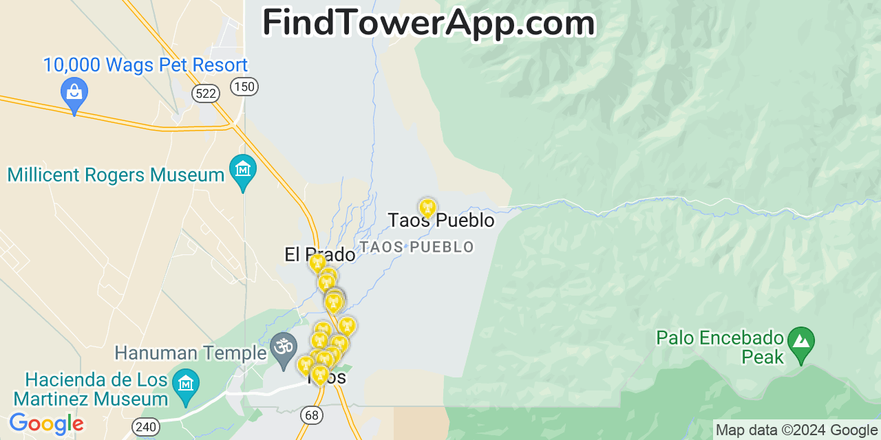 T-Mobile 4G/5G cell tower coverage map Taos Pueblo, New Mexico