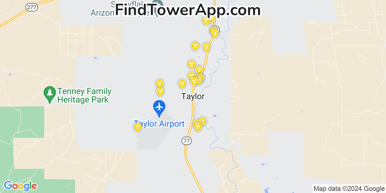 AT&T 4G/5G cell tower coverage map Taylor, Arizona