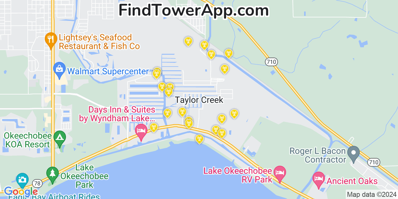 T-Mobile 4G/5G cell tower coverage map Taylor Creek, Florida