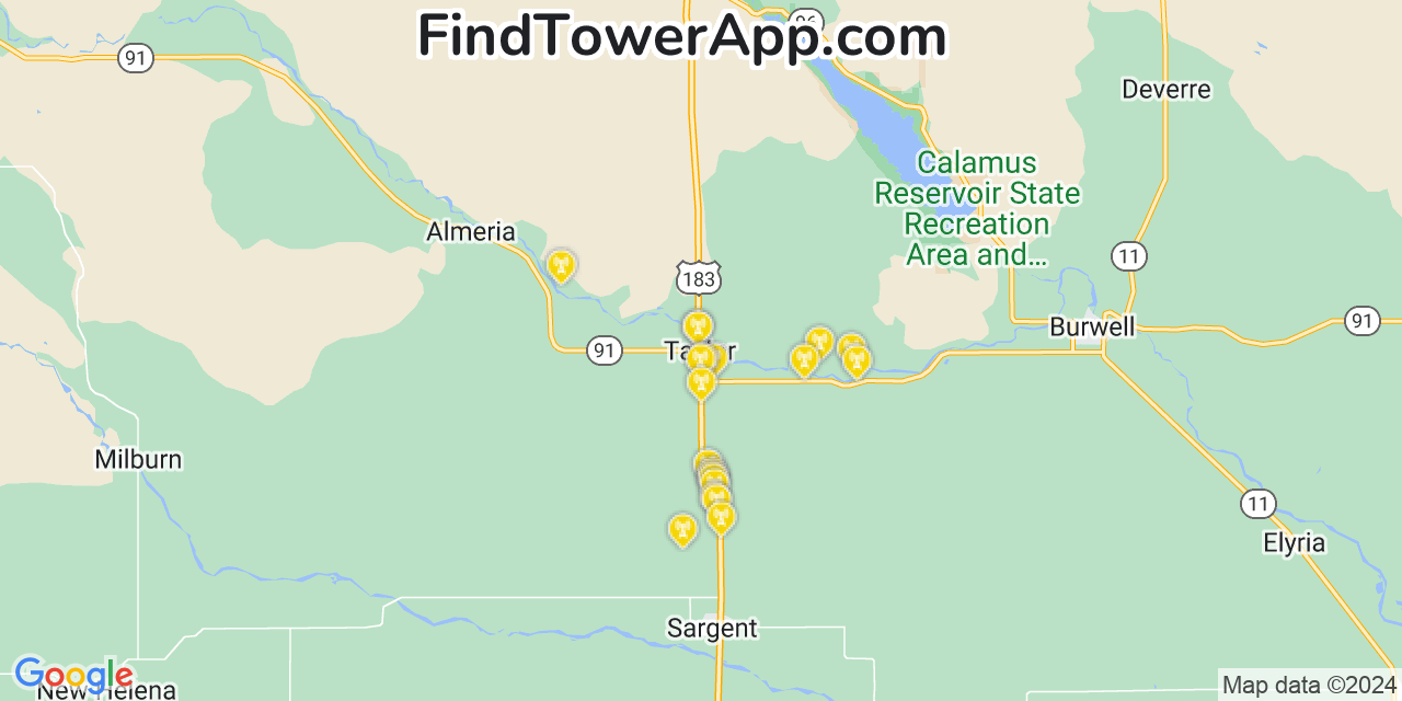 AT&T 4G/5G cell tower coverage map Taylor, Nebraska