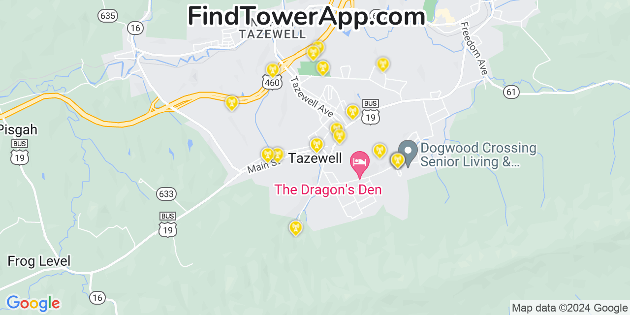 Verizon 4G/5G cell tower coverage map Tazewell, Virginia