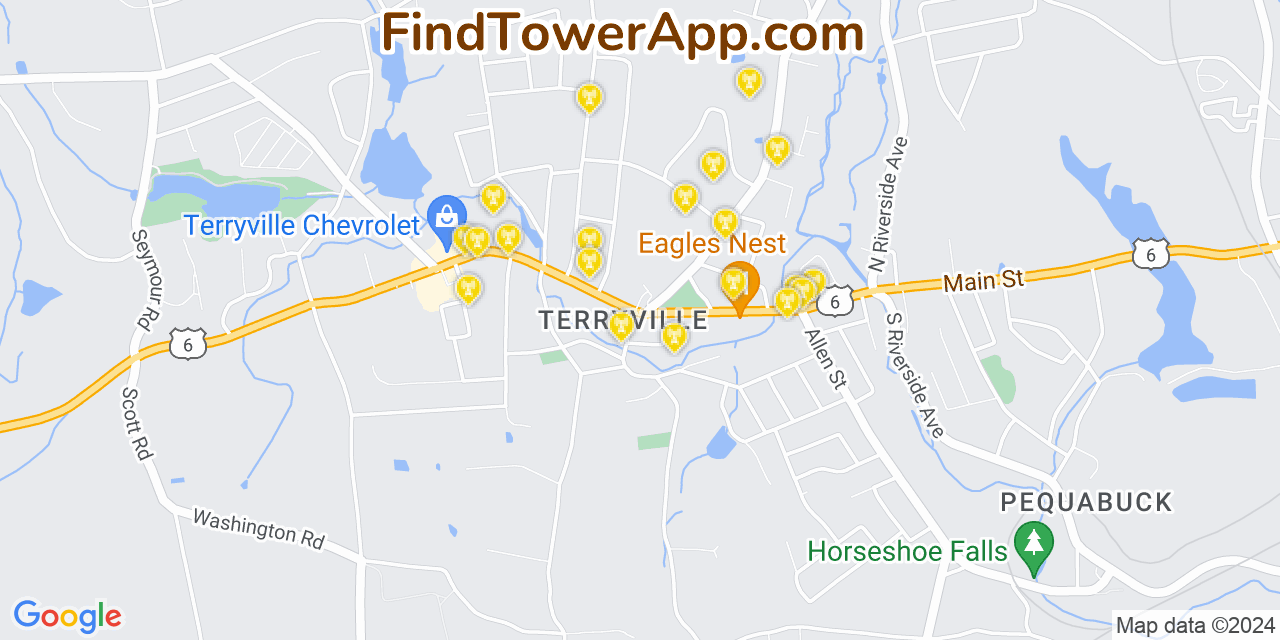 AT&T 4G/5G cell tower coverage map Terryville, Connecticut