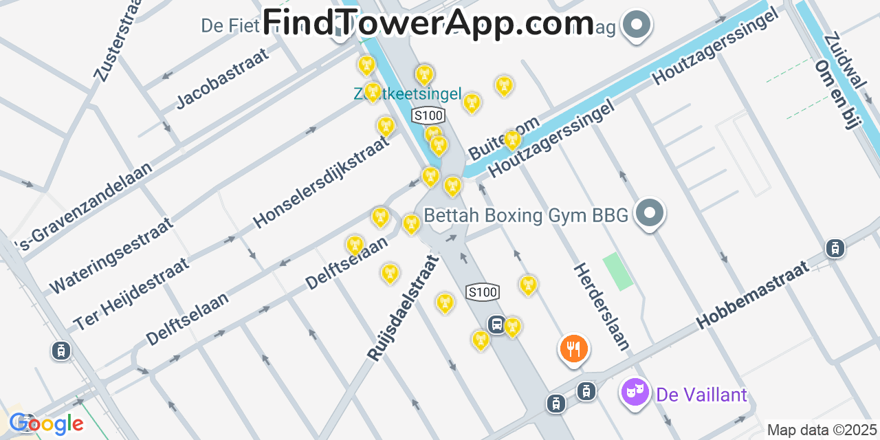 The-Hague Cell Towers, Netherlands - FindTower App Coverage Maps