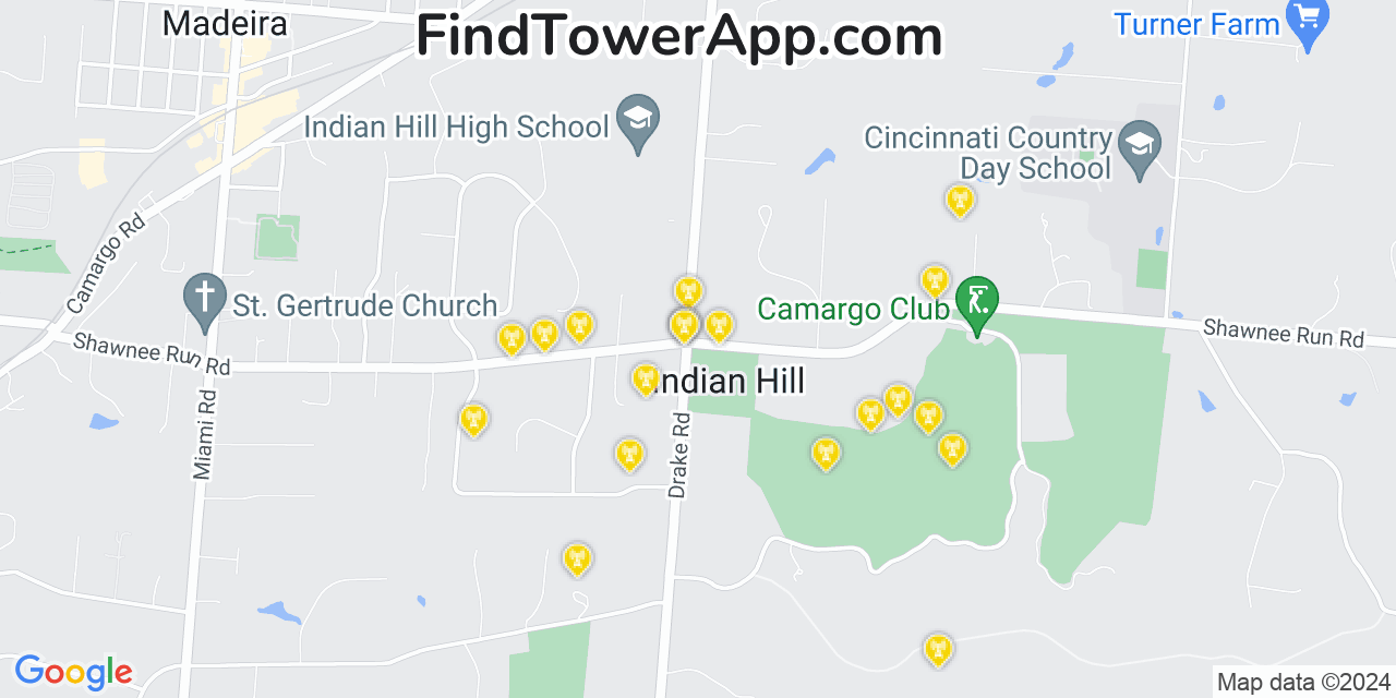 T-Mobile 4G/5G cell tower coverage map The Village of Indian Hill, Ohio