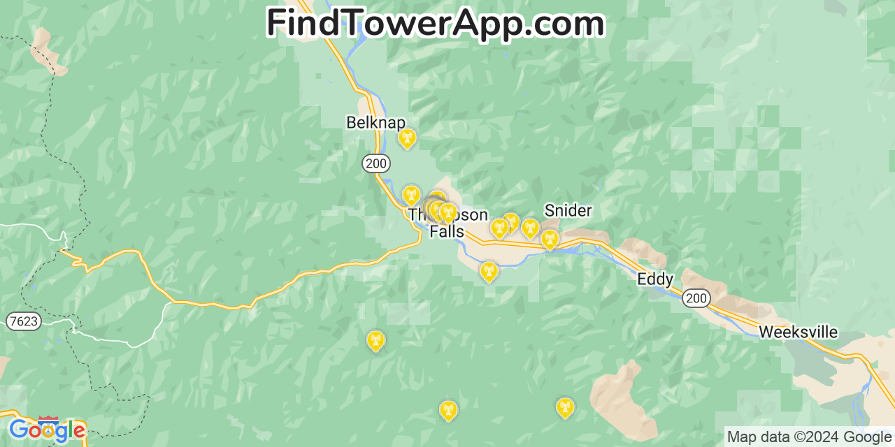 T-Mobile 4G/5G cell tower coverage map Thompson Falls, Montana