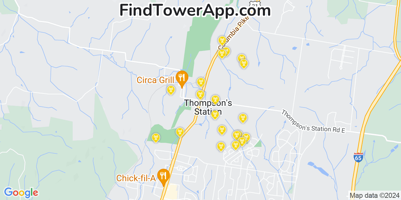 Thompson (Tennessee) 4G/5G cell tower coverage map