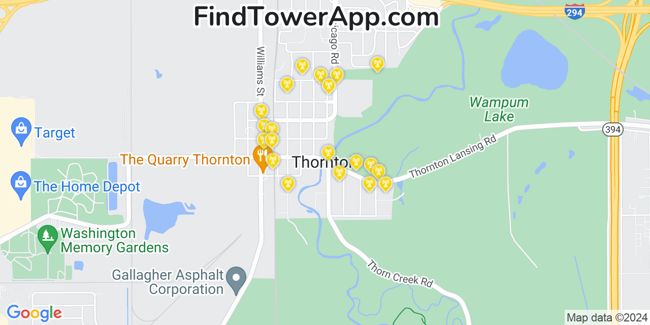 T-Mobile 4G/5G cell tower coverage map Thornton, Illinois