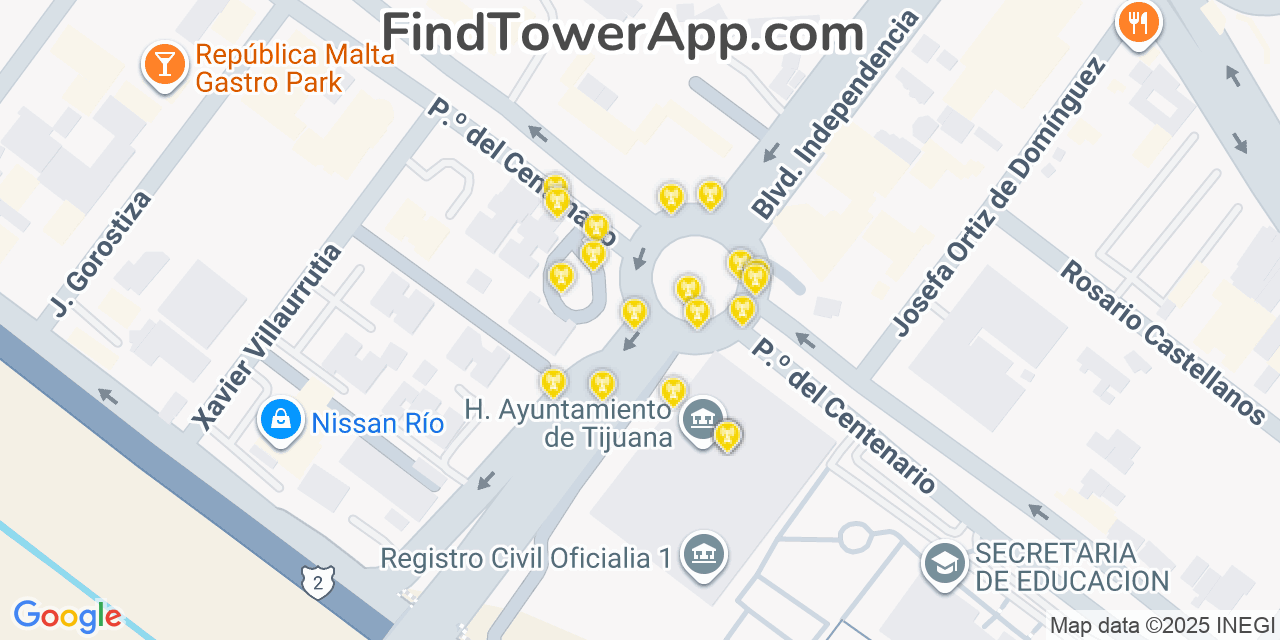 Tijuana Cell Towers, Mexico - FindTower App Coverage Maps