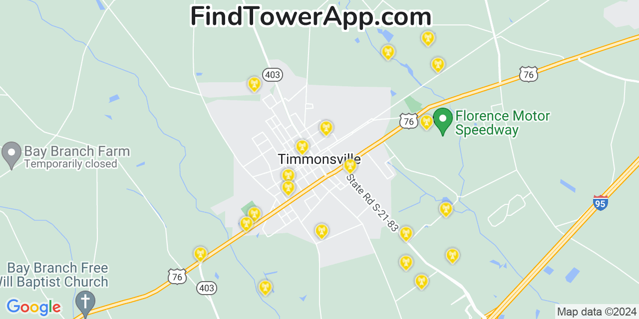 AT&T 4G/5G cell tower coverage map Timmonsville, South Carolina