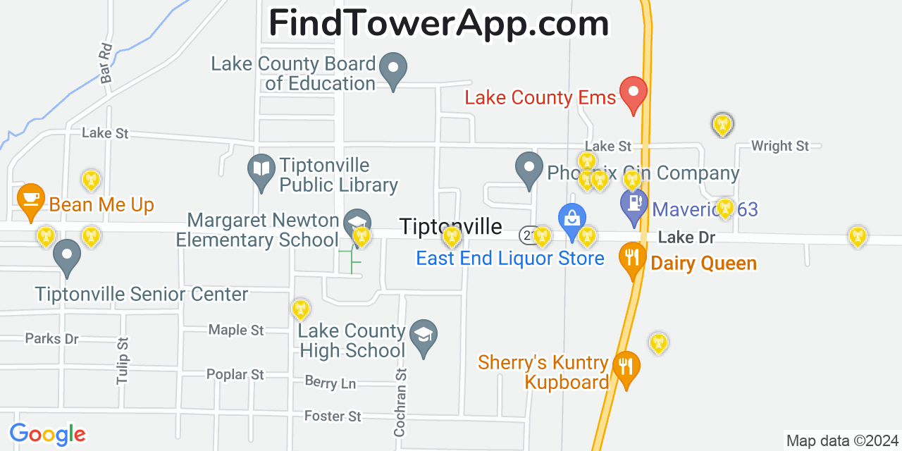 T-Mobile 4G/5G cell tower coverage map Tiptonville, Tennessee