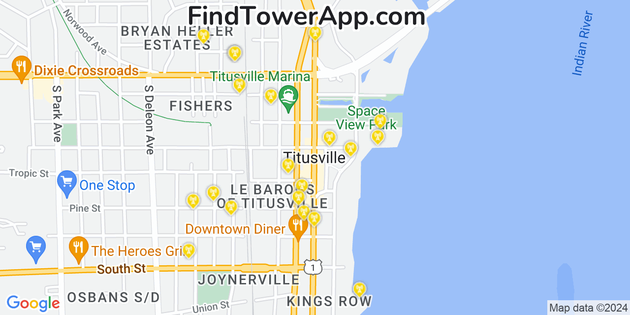 T-Mobile 4G/5G cell tower coverage map Titusville, Florida