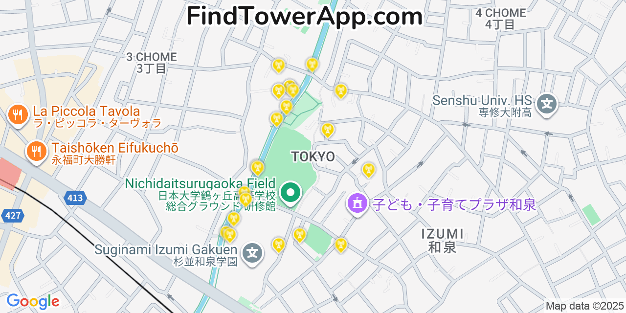 Tokyo Cell Towers, Japan - FindTower App Coverage Maps
