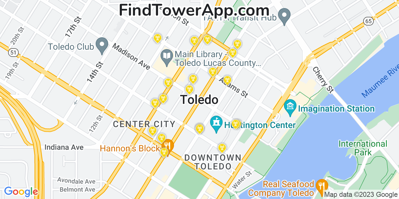 AT&T 4G/5G cell tower coverage map Toledo, Ohio