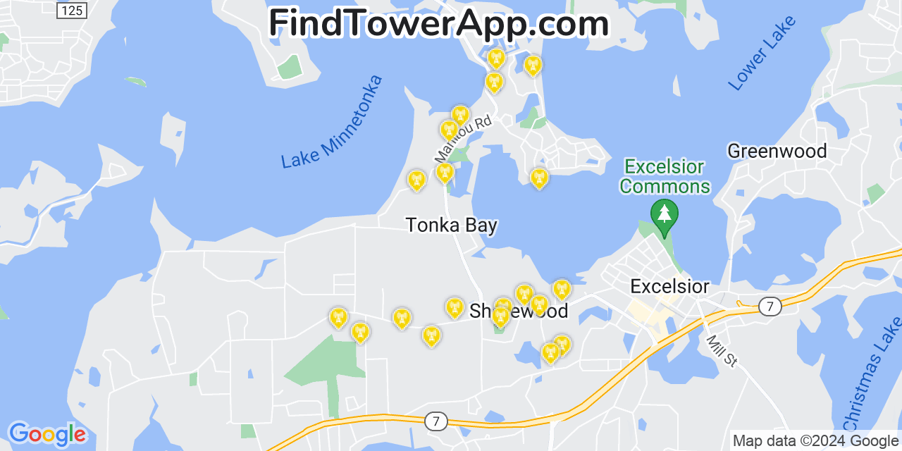 T-Mobile 4G/5G cell tower coverage map Tonka Bay, Minnesota