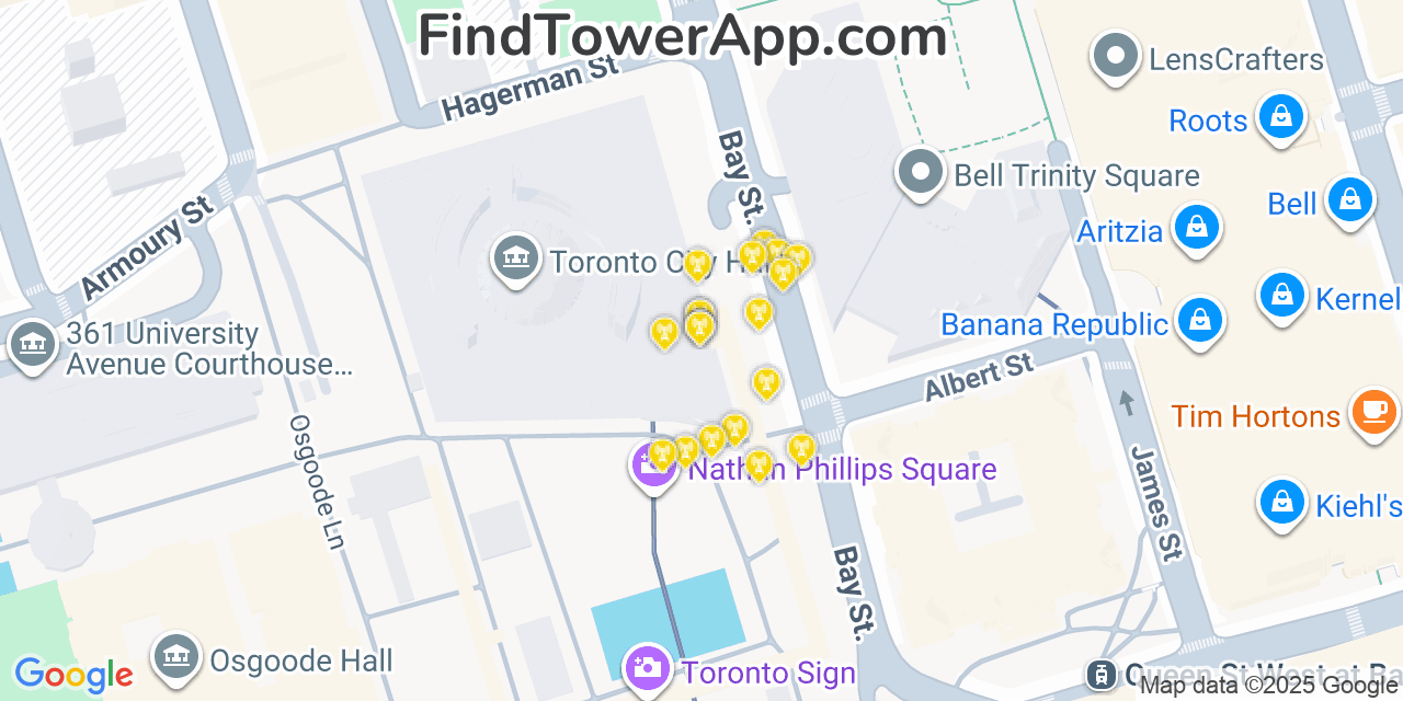 Toronto Cell Towers, Canada - FindTower App Coverage Maps