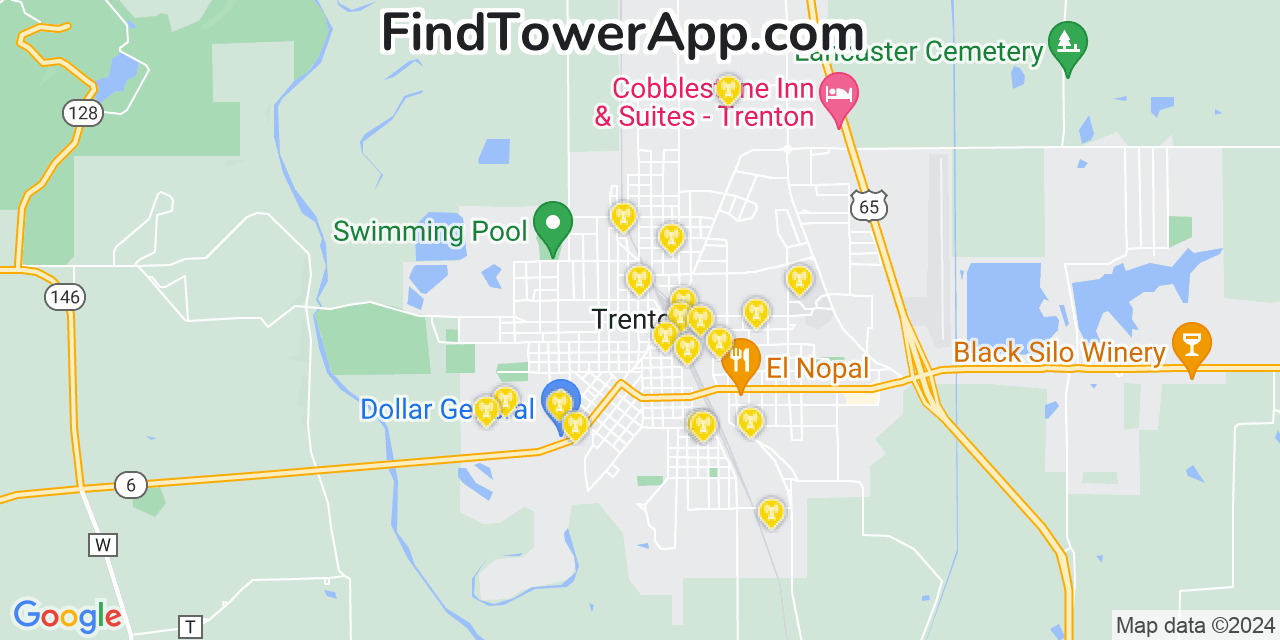 AT&T 4G/5G cell tower coverage map Trenton, Missouri