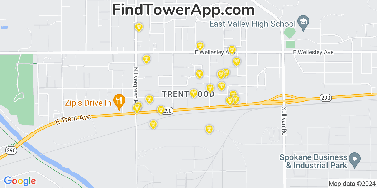 T-Mobile 4G/5G cell tower coverage map Trentwood, Washington