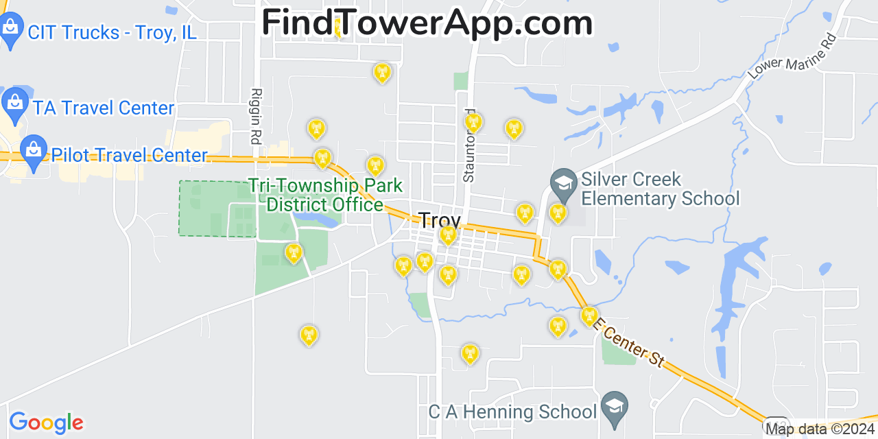 Verizon 4G/5G cell tower coverage map Troy, Illinois