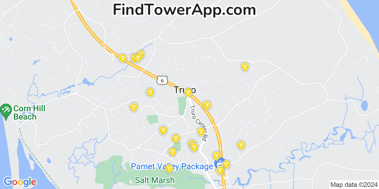 Verizon 4G/5G cell tower coverage map Truro, Massachusetts