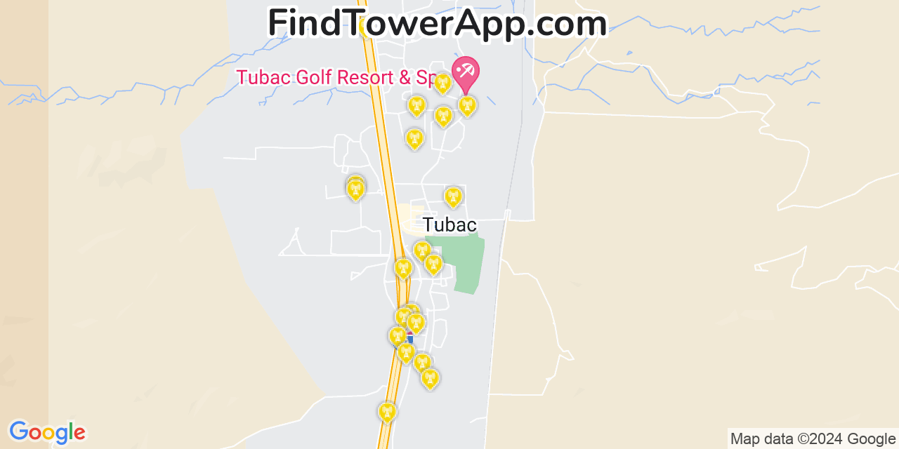 AT&T 4G/5G cell tower coverage map Tubac, Arizona