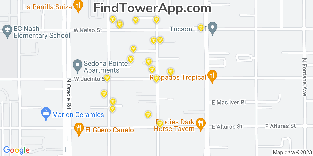 T-Mobile 4G/5G cell tower coverage map Tucson, Arizona