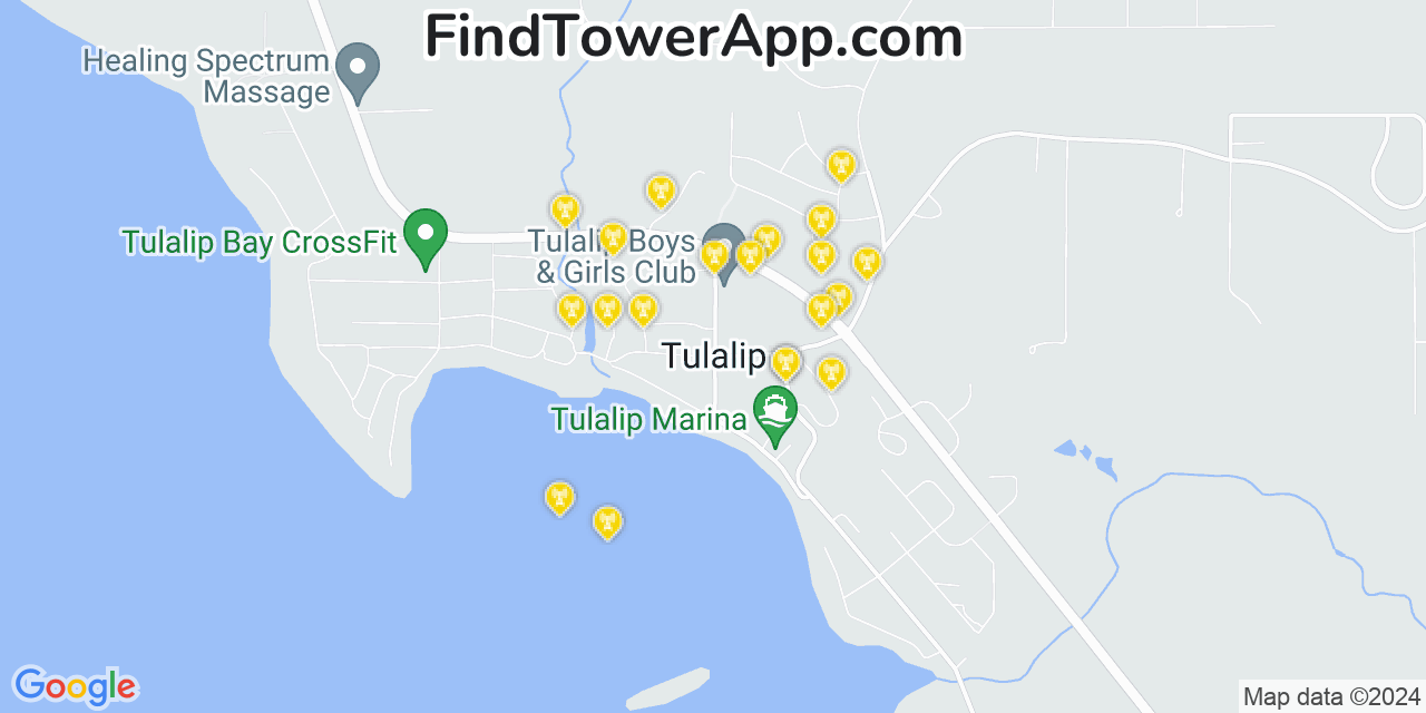 Verizon 4G/5G cell tower coverage map Tulalip Bay, Washington