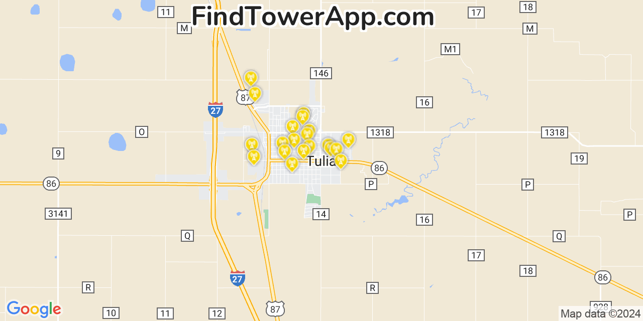 Verizon 4G/5G cell tower coverage map Tulia, Texas