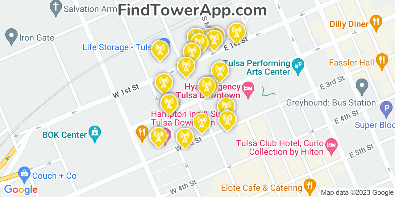 Verizon 4G/5G cell tower coverage map Tulsa, Oklahoma