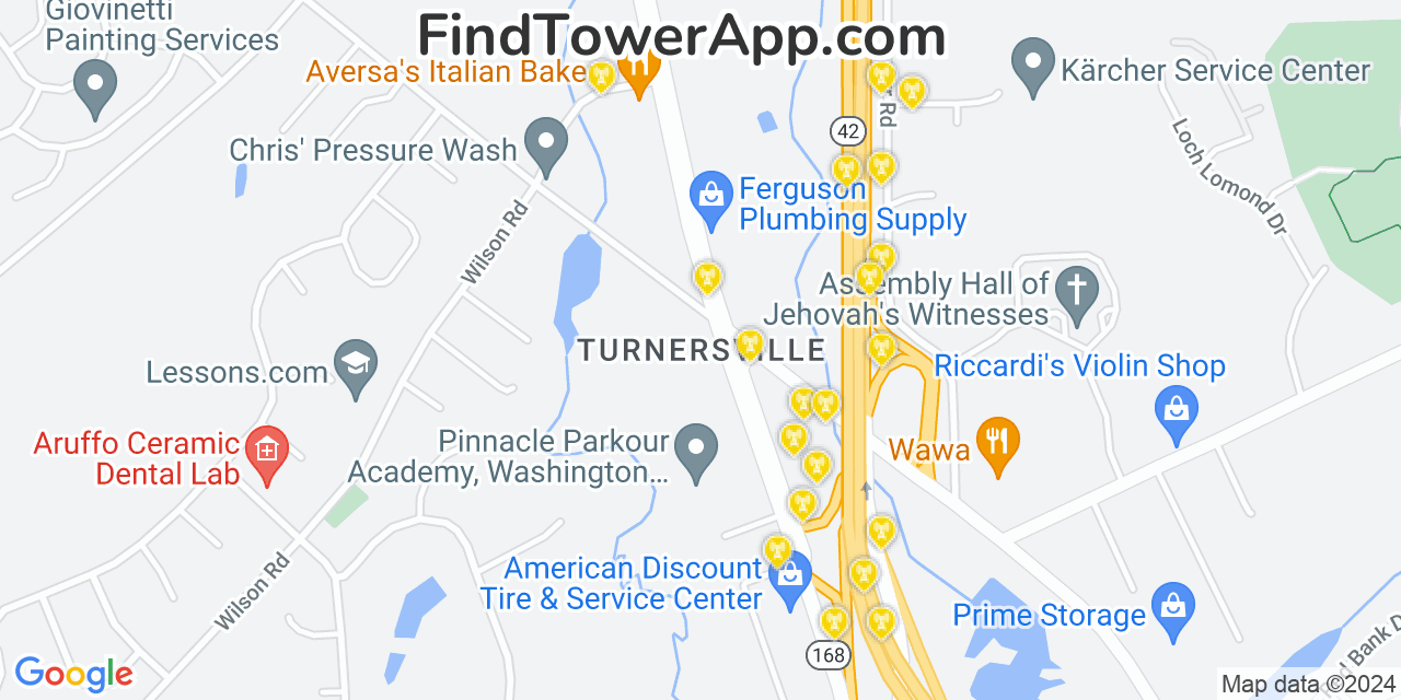 Verizon 4G/5G cell tower coverage map Turnersville, New Jersey