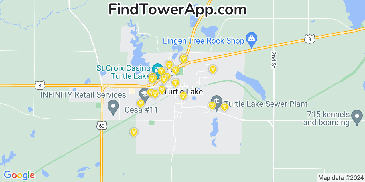 T-Mobile 4G/5G cell tower coverage map Turtle Lake, Wisconsin