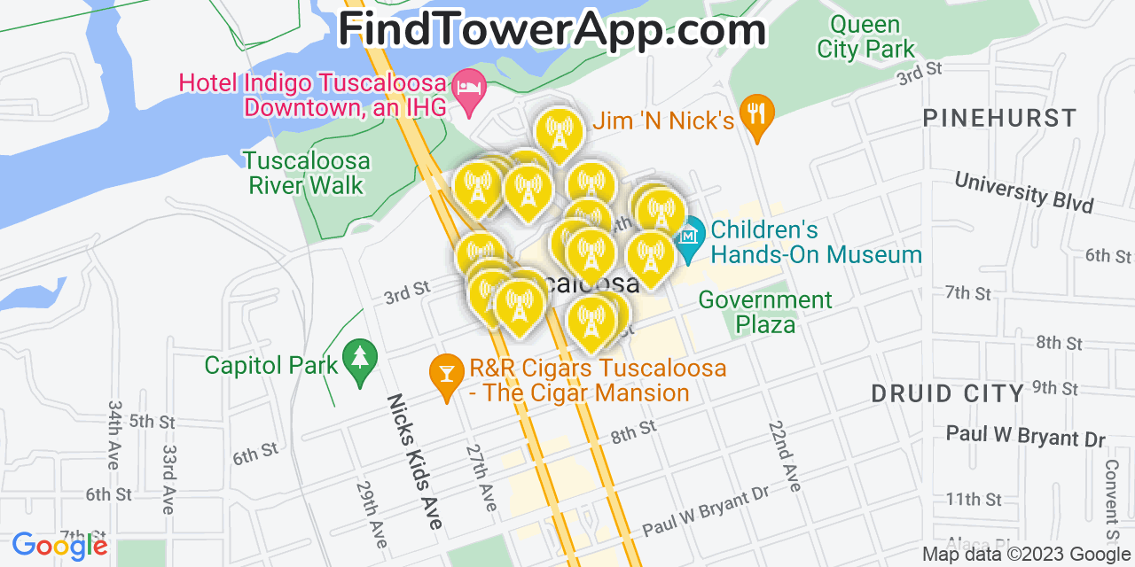 Tuscaloosa Alabama Cell Tower Coverage Map