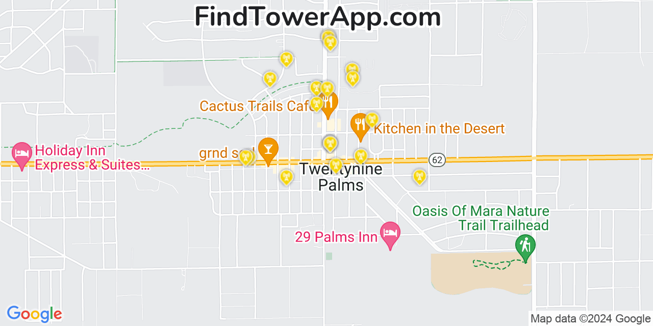 Verizon 4G/5G cell tower coverage map Twentynine Palms, California