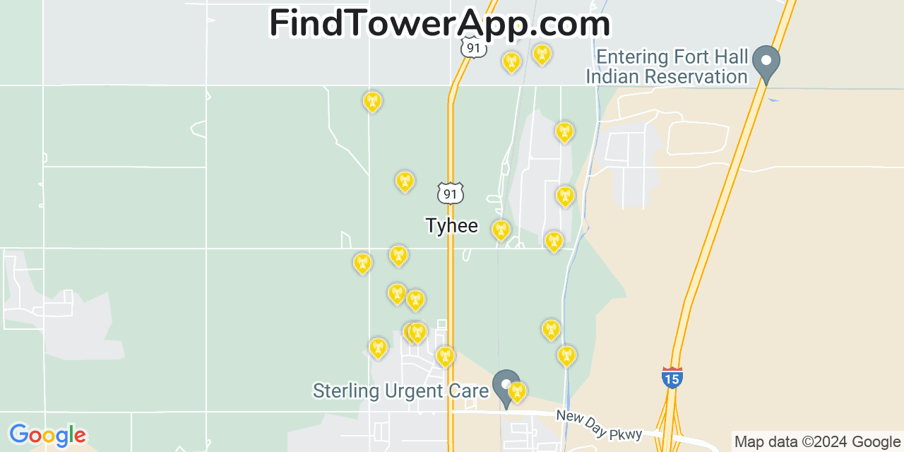 Verizon 4G/5G cell tower coverage map Tyhee, Idaho