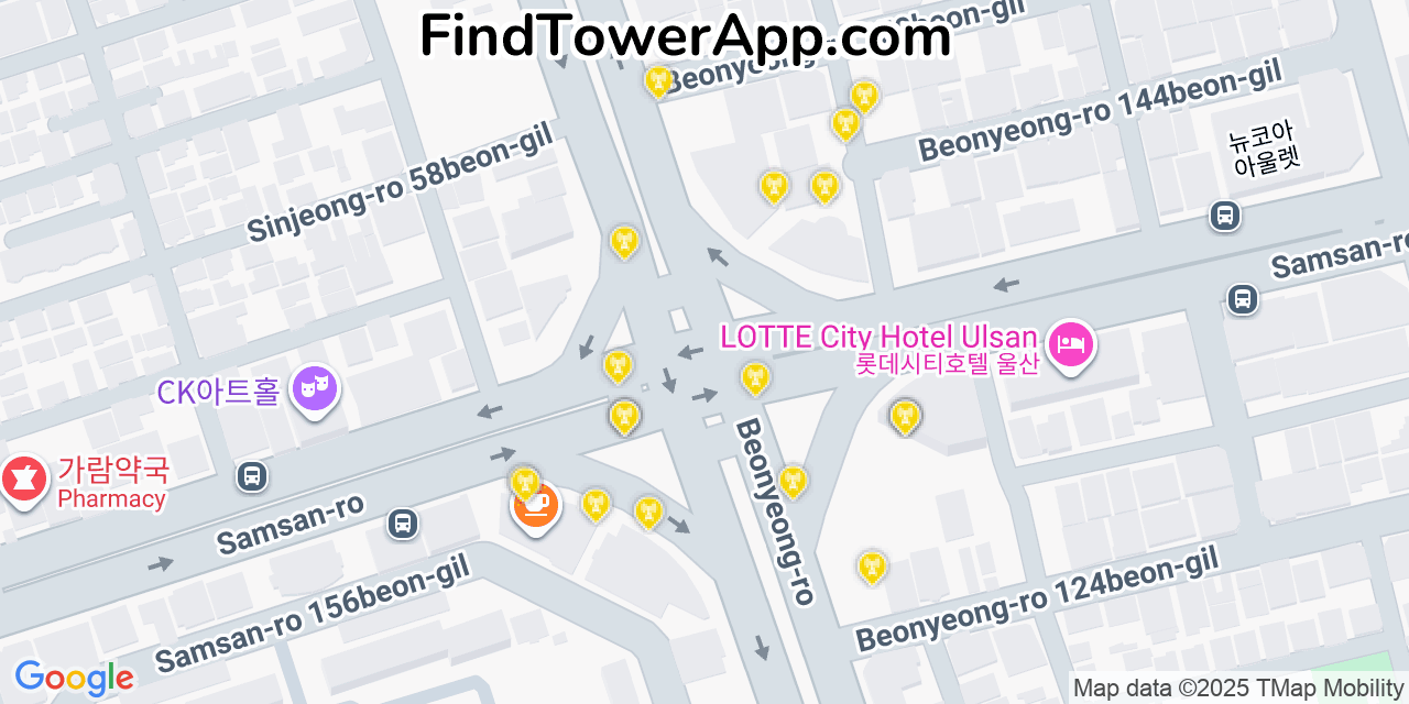 Ulsan Cell Towers, South-Korea - FindTower App Coverage Maps