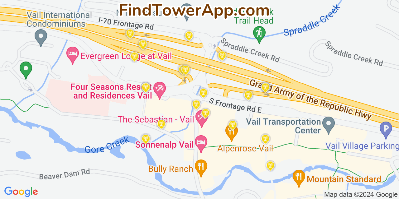 Verizon 4G/5G cell tower coverage map Vail, Colorado