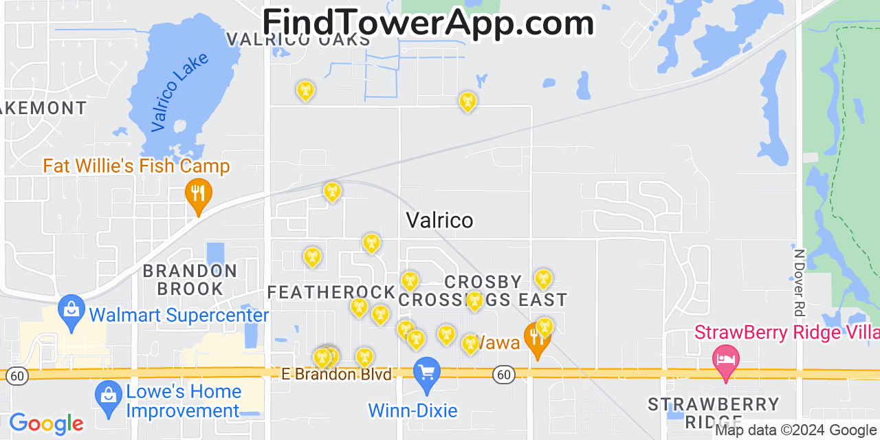 AT&T 4G/5G cell tower coverage map Valrico, Florida