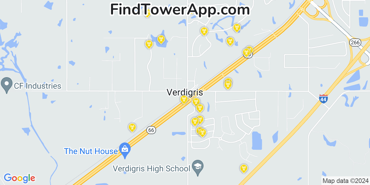 T-Mobile 4G/5G cell tower coverage map Verdigris, Oklahoma