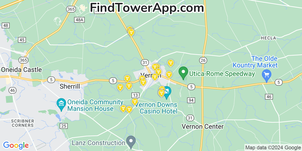 T-Mobile 4G/5G cell tower coverage map Vernon, New York