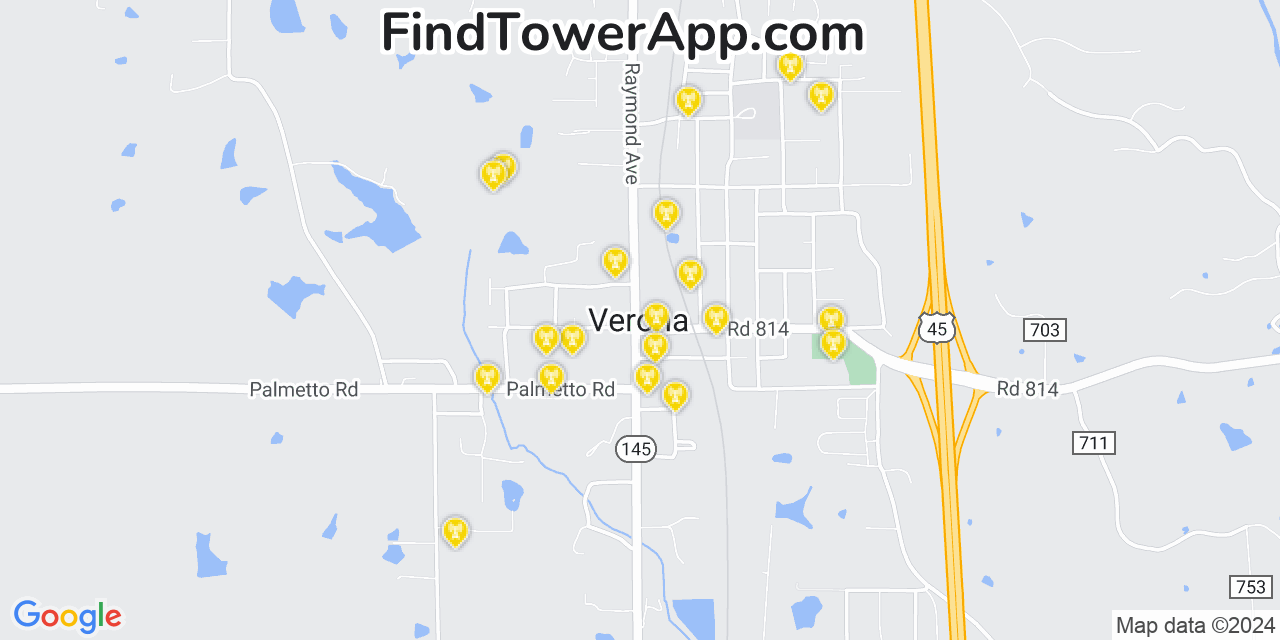 T-Mobile 4G/5G cell tower coverage map Verona, Mississippi