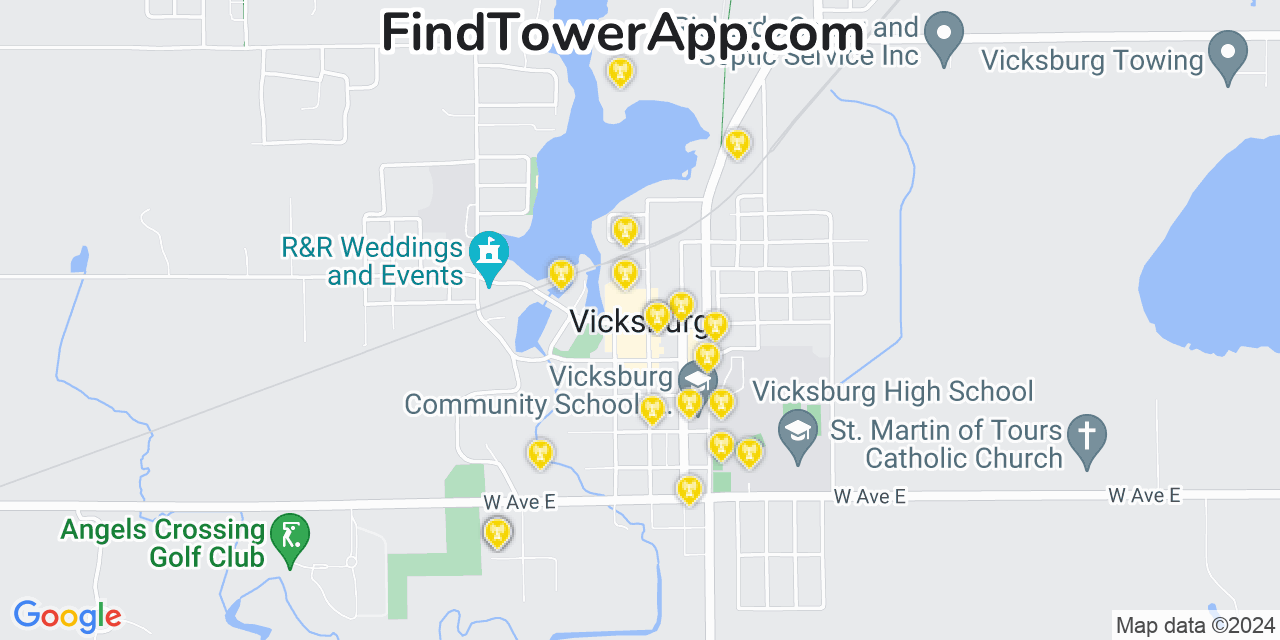 Verizon 4G/5G cell tower coverage map Vicksburg, Michigan