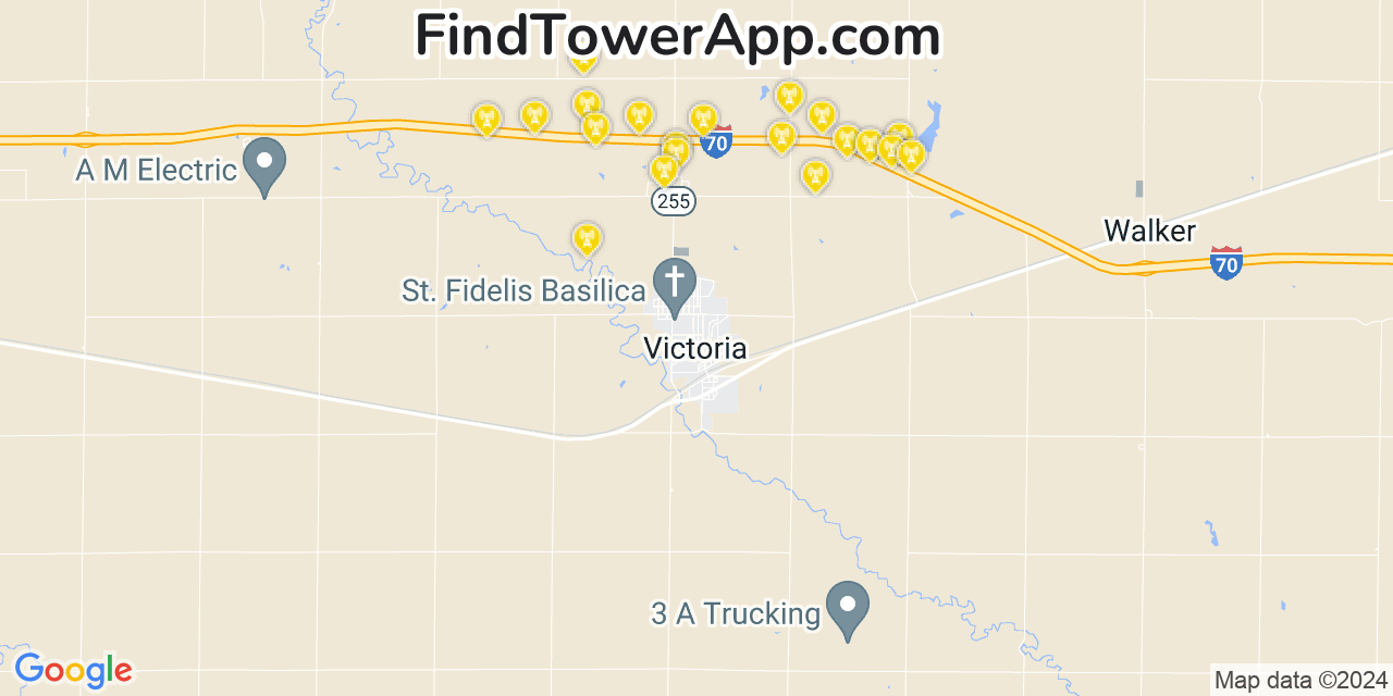 AT&T 4G/5G cell tower coverage map Victoria, Kansas