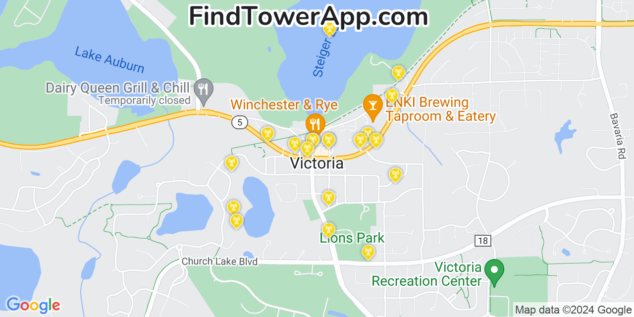 Verizon 4G/5G cell tower coverage map Victoria, Minnesota