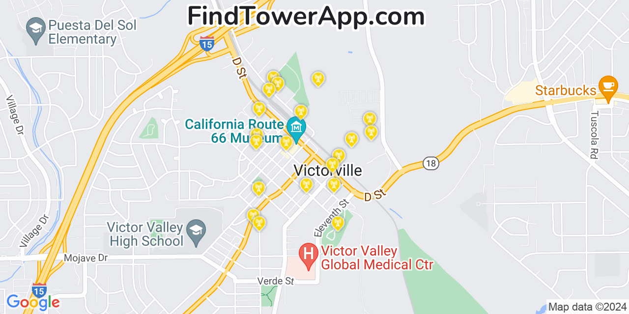 T-Mobile 4G/5G cell tower coverage map Victorville, California