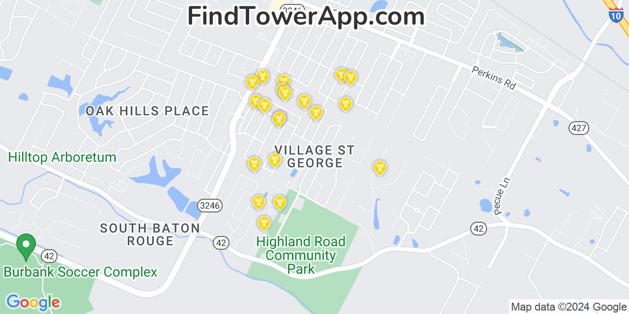 T-Mobile 4G/5G cell tower coverage map Village Saint George, Louisiana