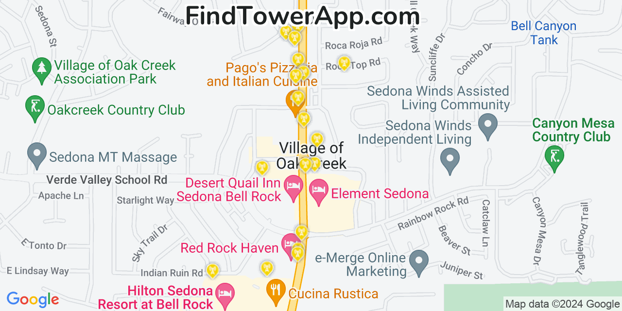 T-Mobile 4G/5G cell tower coverage map Village of Oak Creek (Big Park), Arizona