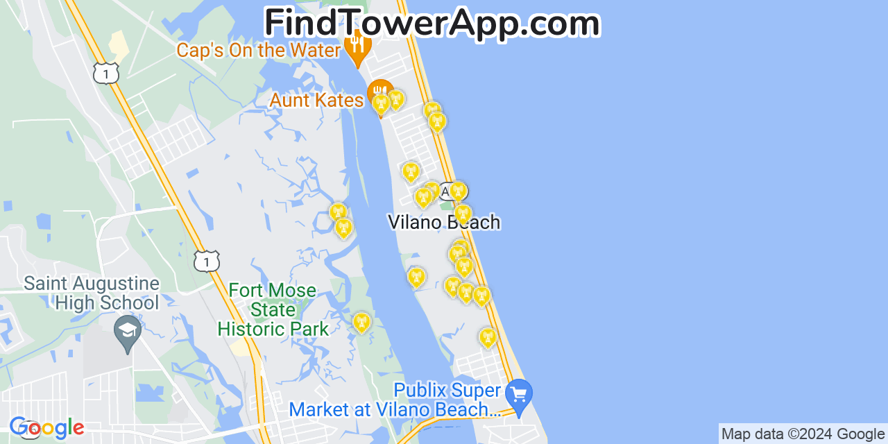 T-Mobile 4G/5G cell tower coverage map Villano Beach, Florida